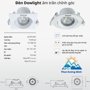 Đèn downlight âm trần Panasonic chỉnh góc