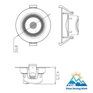 Đèn downlight âm trần chỉnh góc Panasonic tròn