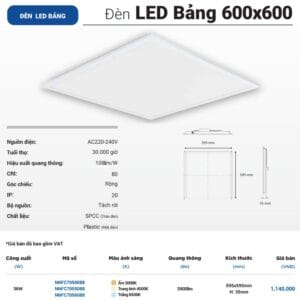 Giá đèn led panel 600x600 Panasonic