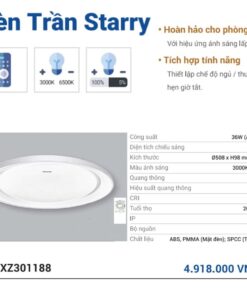 Giá đèn ốp trần Starry Panasonic điều khiển từ xa